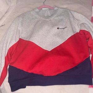 Champion Gray, Red & Navy Retro Inspired Sweatshirt